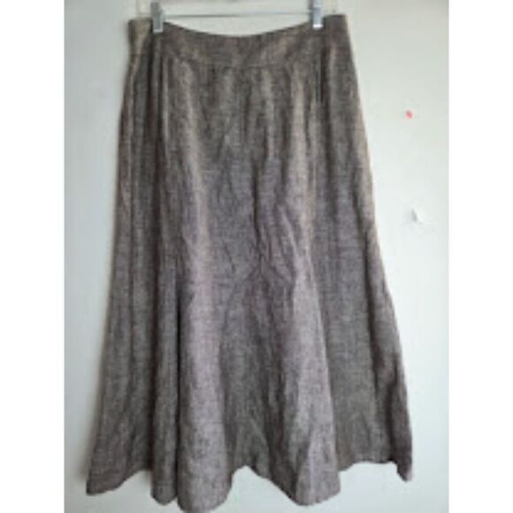 JM Collection Women Grey/Taupe 100% Linen A-Line Skirt size 12 - Picture 1 of 4